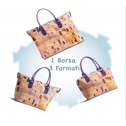  Borsa in sughero marrone e oro Faro