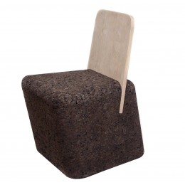 Sedia sgabello design in sughero bruno con schienale in legnoCut Chair