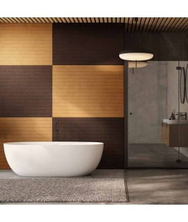 Parete design sughero fonoassorbente con pannelli Stripes e Stripes Black