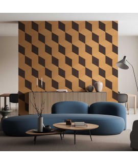 Parete decorata con una composizione di pannelli Stripes Rhombus e Stripes Rhombus Black